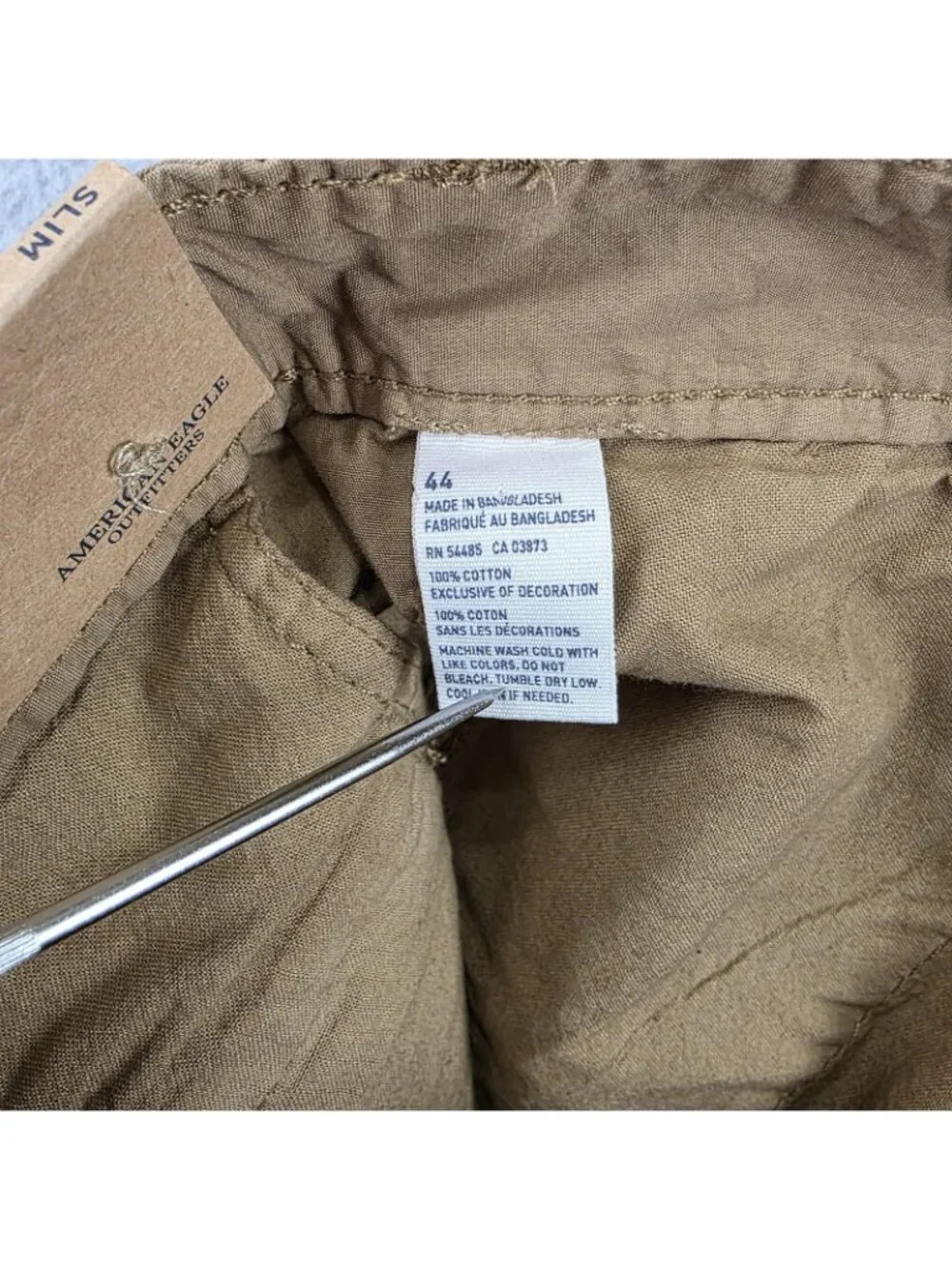 American Eagle Cargo Shorts Mens 44 Beige Slim Fit Canvas Utility NWT